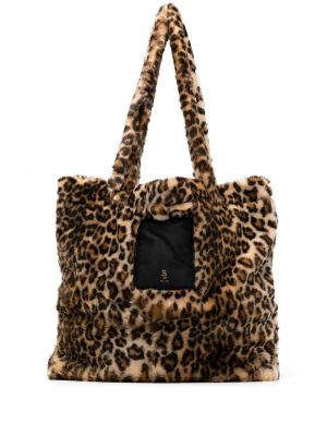 Overdimensjonert leopard trykt shoppingbag R13 brun