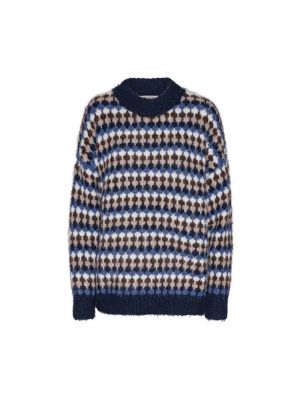 Sweter w grochy A-view niebieski