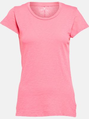 Βαμβακερή βελούδινη μπλούζα από ζέρσεϋ Velvet ροζ