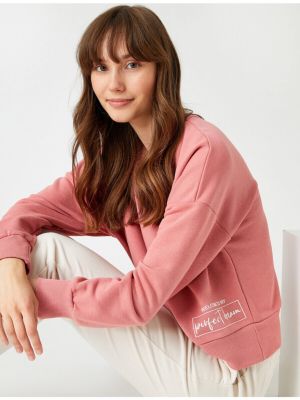 Džemperis bez kapuces ar apdruku Koton rozā