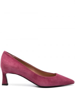 Pantofi cu toc din piele de căprioară Pollini roz