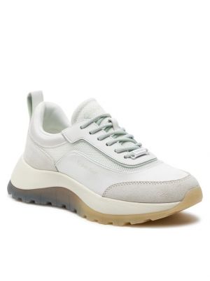 Nėriniuotos tinklinės ilgaauliai batai su raišteliais Calvin Klein balta