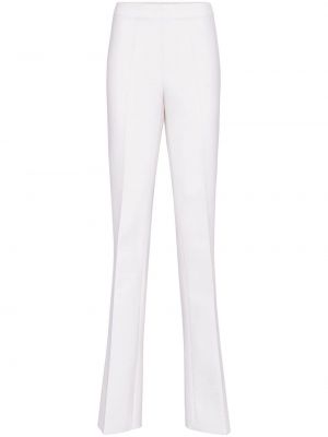 Vlněné rovné kalhoty Ferragamo bílé
