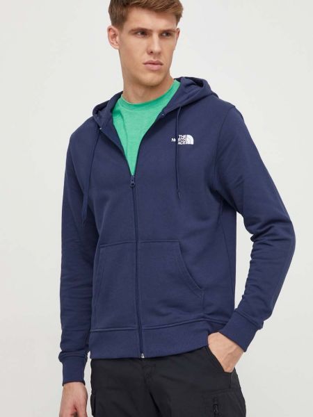 Pamučna hoodie s kapuljačom The North Face plava