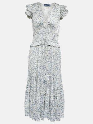 Satenska midi haljina s cvjetnim printom Polo Ralph Lauren