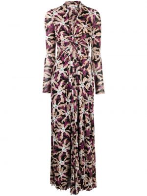 Kvetinové šaty s potlačou Dvf Diane Von Furstenberg hnedá