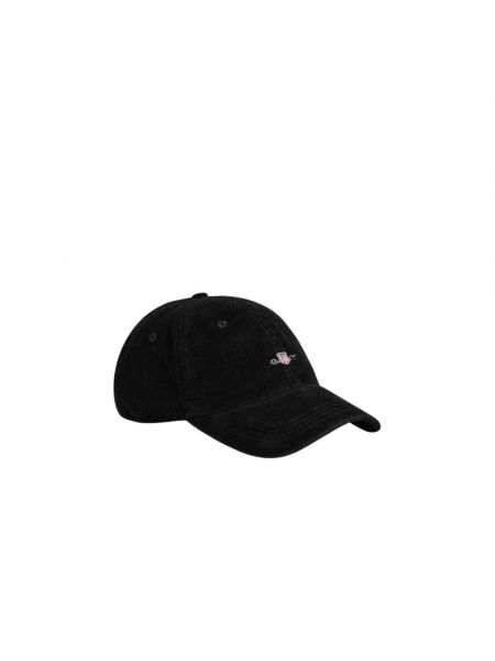 Aksamitna czapka z daszkiem sztruksowa Gant czarna