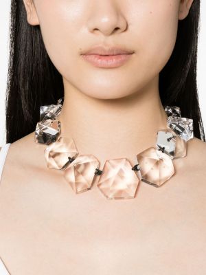 Collier transparent oversize Monies blanc