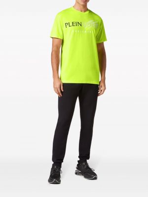 T-shirt de sport en coton à imprimé Plein Sport vert
