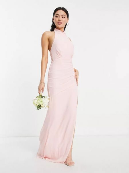 Шифоновое длинное платье Tfnc розовое