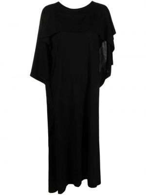 Drapované asymetrické bavlněné šaty Issey Miyake černé