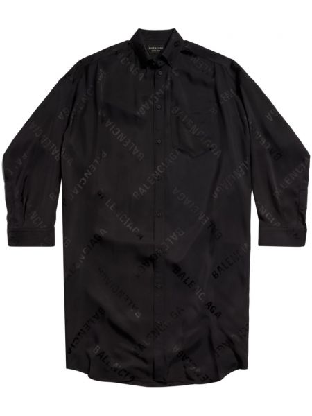 Košeľové šaty s potlačou Balenciaga čierna
