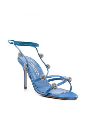 Sandales avec perles Manolo Blahnik bleu