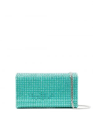 Pochette à imprimé en cristal Amina Muaddi vert