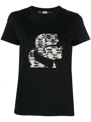 Памучна тениска Karl Lagerfeld черно