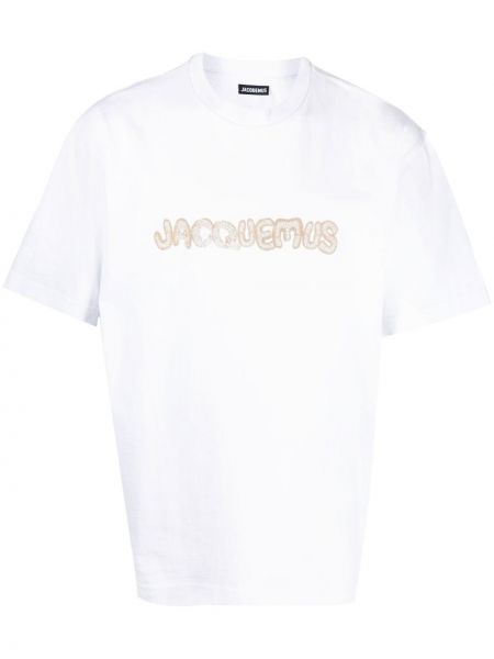 Памучна тениска бродирана Jacquemus бяло