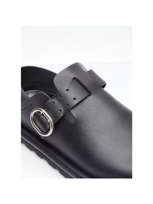 Loafers de cuero con hebilla Jil Sander negro