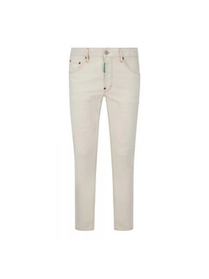 Jeansy skinny slim fit Dsquared2 beżowe