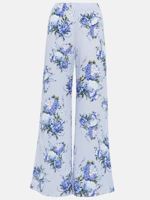 Hlače ravnih nogavica s cvjetnim printom Emilia Wickstead plava