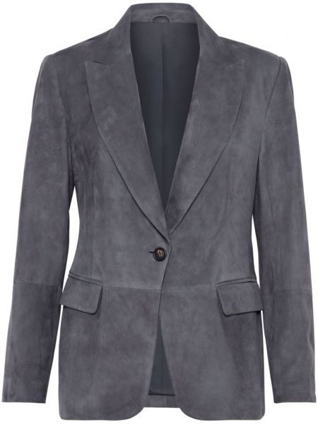 Wildleder langer blazer Brunello Cucinelli grau