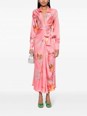 Sukienka koktajlowa z nadrukiem w abstrakcyjne wzory Msgm różowa