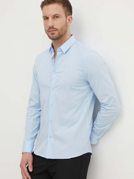 Długa koszula slim fit Calvin Klein niebieska