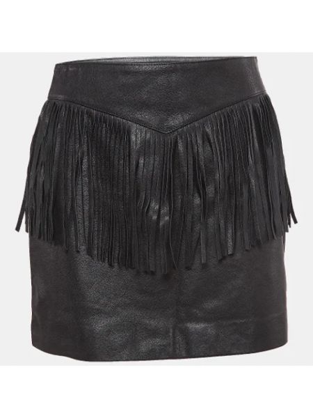 Falda de cuero Yves Saint Laurent Vintage negro