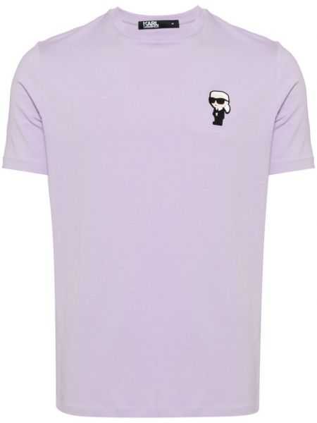 Βαμβακερή μπλούζα με σχέδιο Karl Lagerfeld μωβ