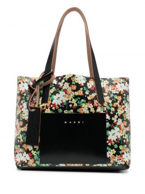 Trykt floral shoppingbag Marni svart