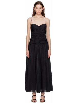 Черное платье-миди со сборками Matteau