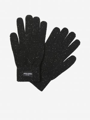 Kockované rukavice Jack & Jones čierna