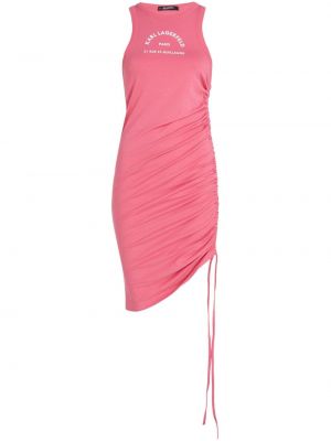 Džerzej šaty s potlačou Karl Lagerfeld ružová