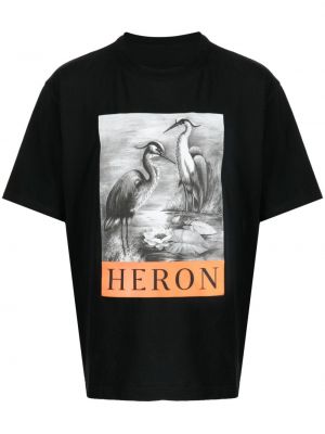 Тениска с принт с къс ръкав Heron Preston черно