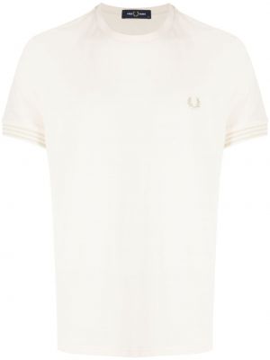 Βαμβακερή μπλούζα με κέντημα Fred Perry λευκό