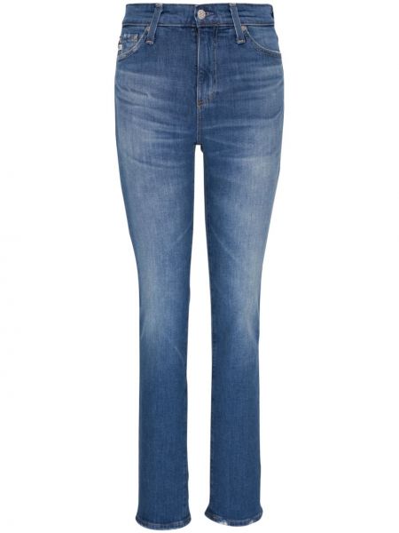 Siuvinėtos skinny fit džinsai Ag Jeans mėlyna