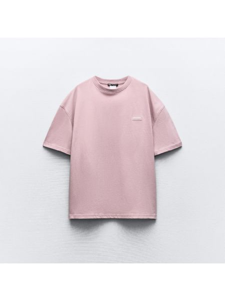 Хлопковая футболка Zara розовая