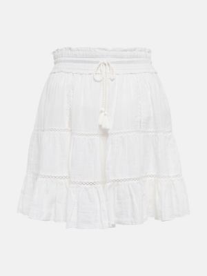 Mini falda de lino de algodón Marant Etoile blanco