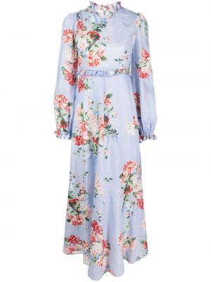 Kvetinové dlouhé šaty s potlačou s volánmi Forte Dei Marmi Couture