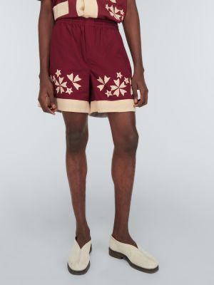 Shorts en coton avec applique Bode rouge