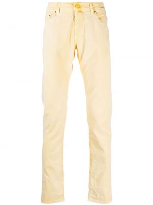 Βαμβακερό παντελόνι με ίσιο πόδι Jacob Cohën κίτρινο