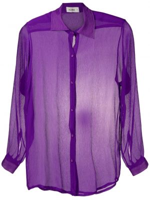 Prozorna svilena srajca Amir Slama vijolična