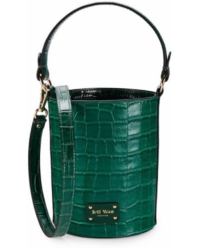 Кожаная сумка с тиснением Jeff Wan, зеленая