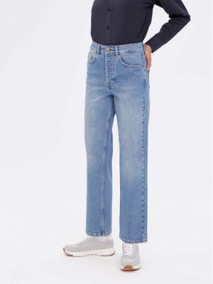 Niebieskie proste jeansy z wysoką talią Americanos