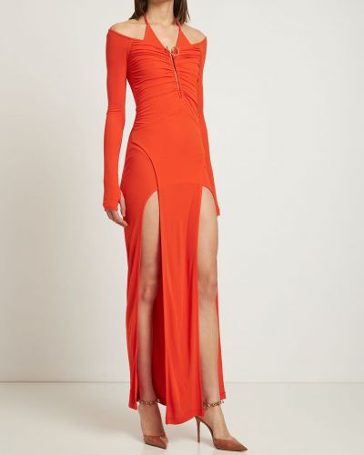 Drapované džerzej viskózové dlouhé šaty Dion Lee oranžová