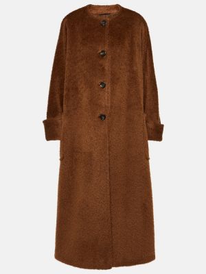 Oversized vlnený kabát z alpaky Max Mara hnedá
