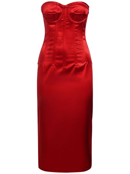 Vestido midi de raso Dolce & Gabbana rojo