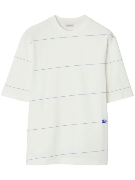 Памучна тениска бродирана Burberry бяло