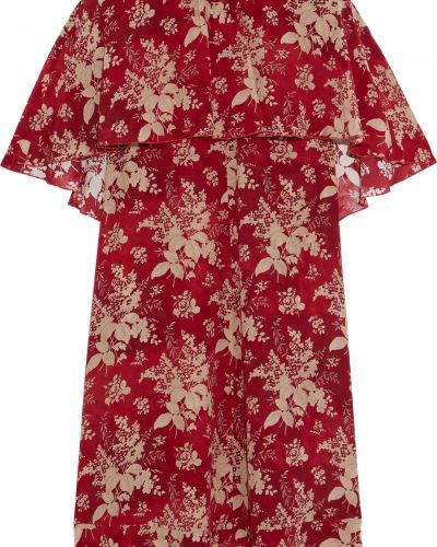 Шелковое платье мини с принтом Redvalentino, малиновый