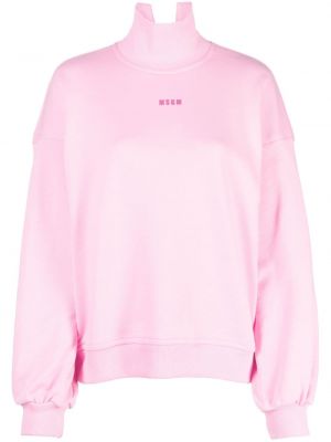 Памучен пуловер с принт Msgm розово