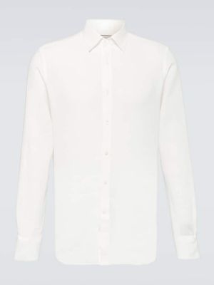 Ленена риза Canali бяло
